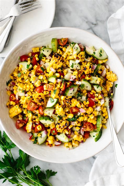 How many sugar are in grilled summer corn and dill side salad - calories, carbs, nutrition