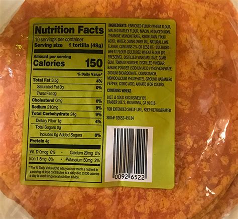How many sugar are in habanero lime tortilla - calories, carbs, nutrition