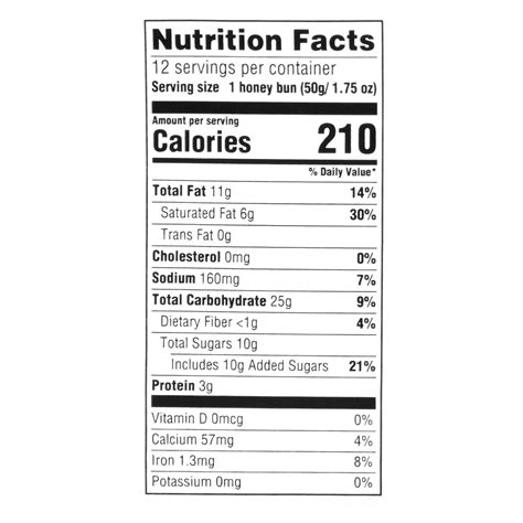 How many sugar are in honeybun - calories, carbs, nutrition