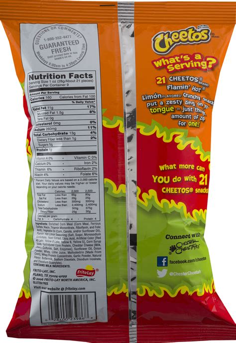 How many sugar are in hot cheetos - calories, carbs, nutrition