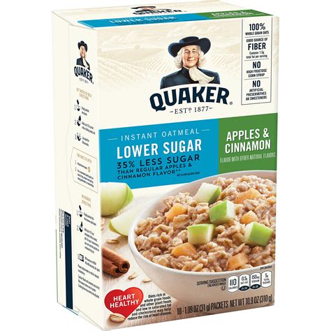 How many sugar are in instant oatmeal apples & cinnamon - calories, carbs, nutrition