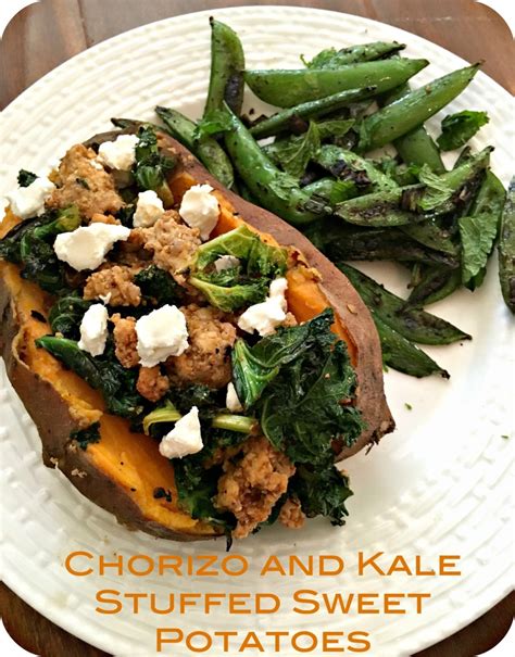 How many sugar are in kale and chorizo stuffed baked sweet potato - calories, carbs, nutrition