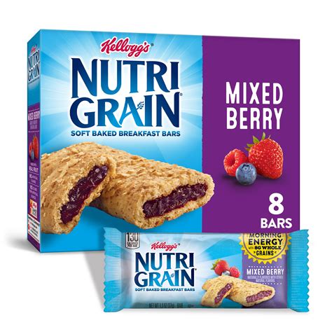 How many sugar are in kellogg, kellog's nutri-grain cereal bars, mixed berry - calories, carbs, nutrition