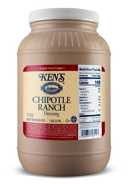 How many sugar are in ken's chipotle ranch dressing - calories, carbs, nutrition