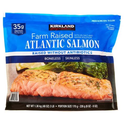 How many sugar are in kirkland - atlantic salmon - calories, carbs, nutrition