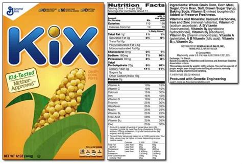 How many sugar are in kix - calories, carbs, nutrition