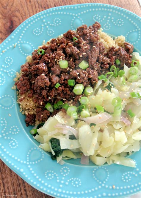 How many sugar are in korean beef quinoa bowl - calories, carbs, nutrition