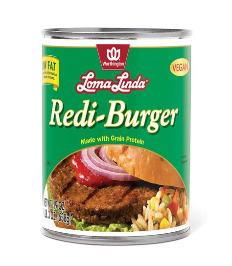 How many sugar are in loma linda redi-burger, canned, unprepared - calories, carbs, nutrition