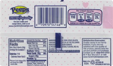 How many sugar are in marshmallow peep - calories, carbs, nutrition