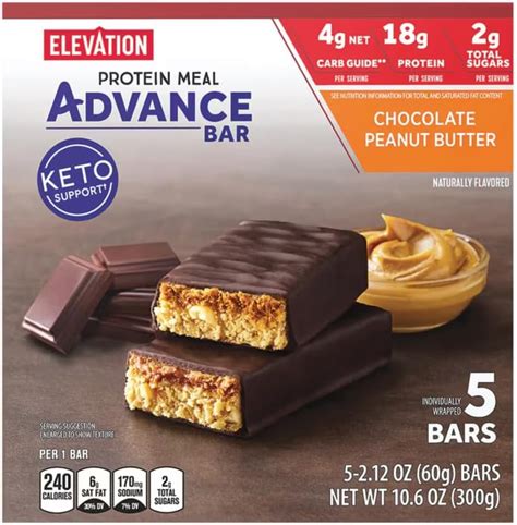 How many sugar are in meal bar chocolate peanut butter - calories, carbs, nutrition