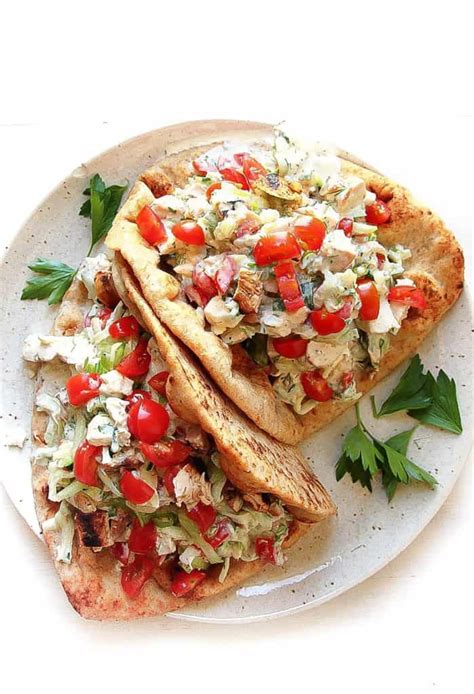 How many sugar are in mediterranean chicken greek salad pita - calories, carbs, nutrition