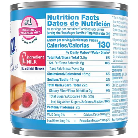 How many sugar are in milk, canned, condensed, sweetened - calories, carbs, nutrition