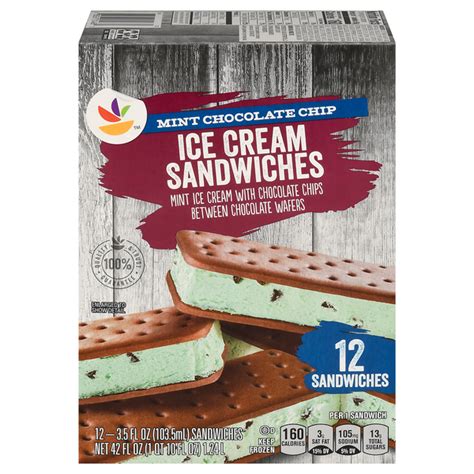 How many sugar are in mint ice cream sandwich - calories, carbs, nutrition