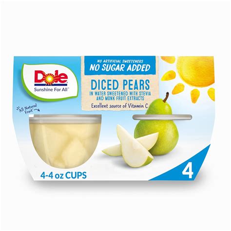 How many sugar are in no sugar added diced pears - calories, carbs, nutrition