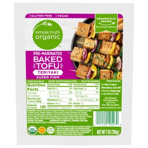 How many sugar are in organic baked tofu - calories, carbs, nutrition