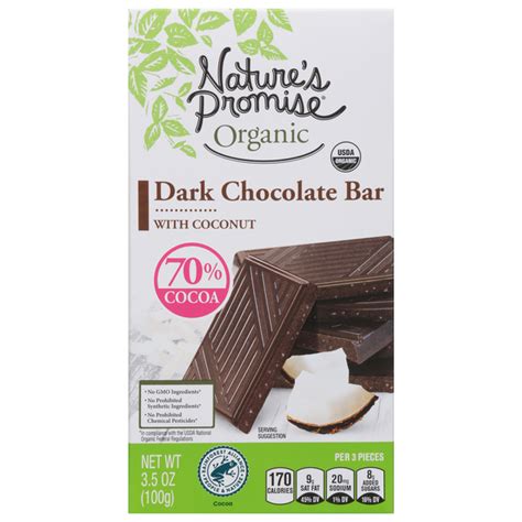 How many sugar are in organic dark chocolate 70% - calories, carbs, nutrition