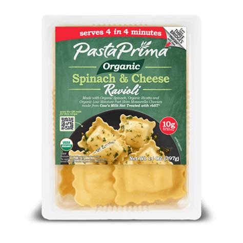 How many sugar are in organic spinach and cheese ravioli - calories, carbs, nutrition