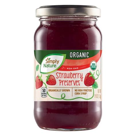 How many sugar are in organic strawberry preserves - calories, carbs, nutrition