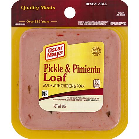How many sugar are in oscar mayer, pickle pimiento loaf (with chicken) - calories, carbs, nutrition