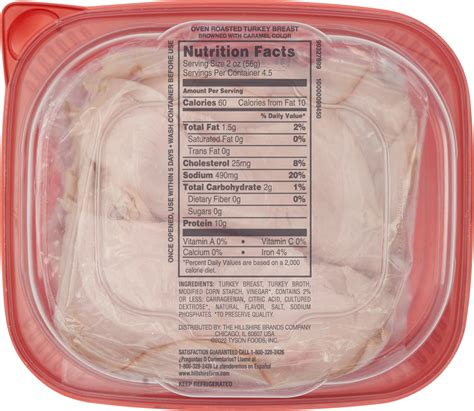 How many sugar are in overn roasted turkey breast - calories, carbs, nutrition