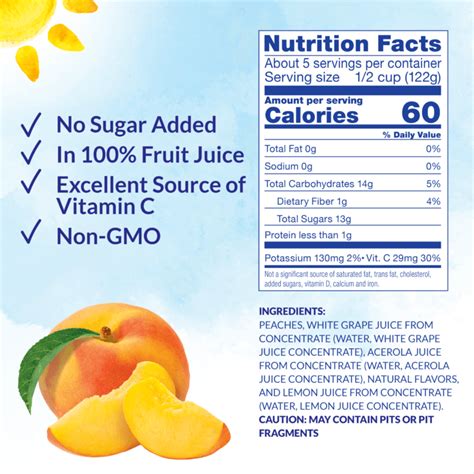 How many sugar are in peach slices - calories, carbs, nutrition