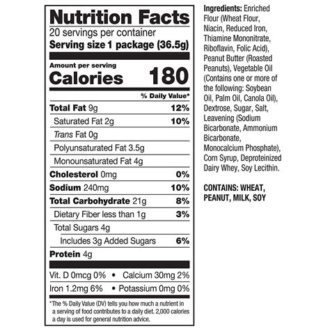 How many sugar are in peanut crackers - calories, carbs, nutrition