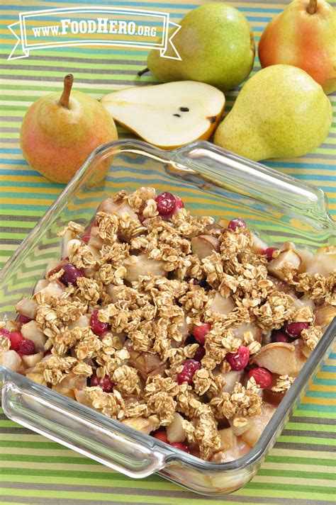How many sugar are in pear cranberry crumble, vegetarian - calories, carbs, nutrition