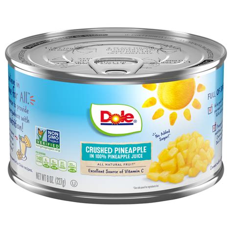 How many sugar are in pineapple crushed in 100% juice - calories, carbs, nutrition