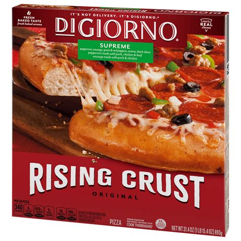 How many sugar are in pizza - supreme rising crust, - calories, carbs, nutrition