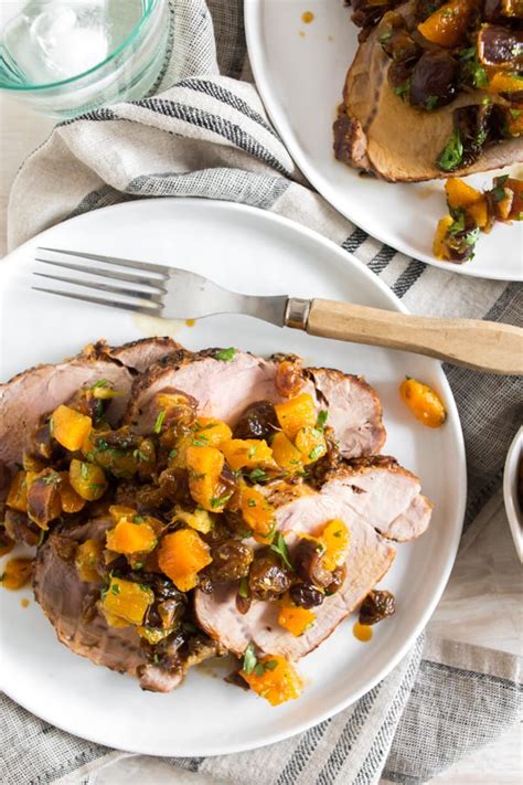 How many sugar are in pork loin with apricot compote - calories, carbs, nutrition