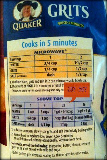 How many sugar are in quaker grits - calories, carbs, nutrition