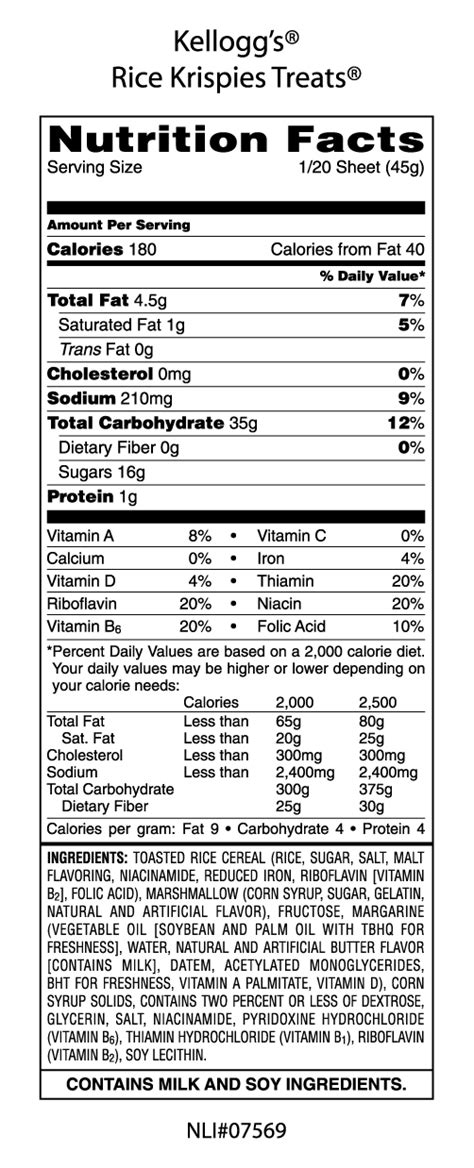 How many sugar are in rice krispie treats - calories, carbs, nutrition