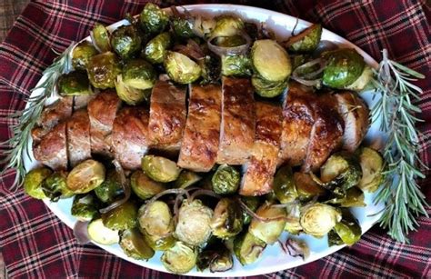 How many sugar are in roast pork loin with brussels sprouts and wild rice - calories, carbs, nutrition