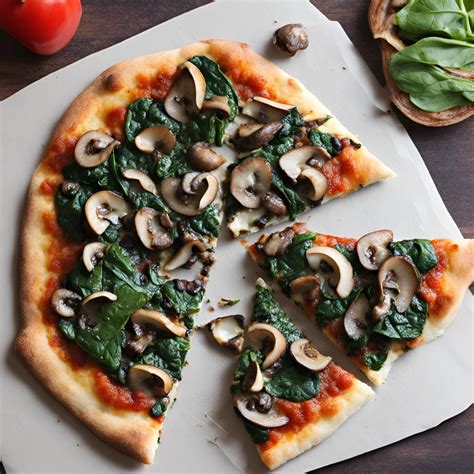 How many sugar are in roasted mushroom with spinach wheat pizza - calories, carbs, nutrition