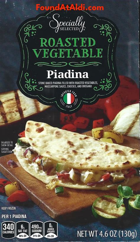 How many sugar are in roasted vegetarian piadini (36532.1) - calories, carbs, nutrition