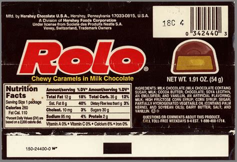 How many sugar are in rolo - calories, carbs, nutrition