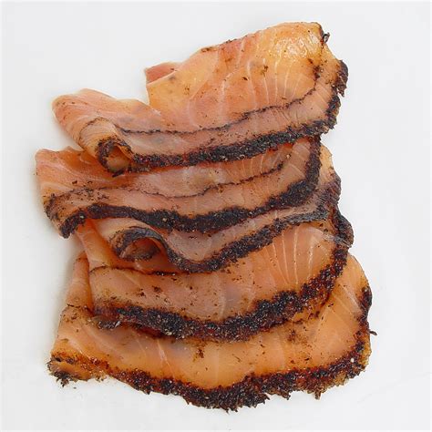 How many sugar are in salmon atlantic fresh pastrami 3 oz - calories, carbs, nutrition