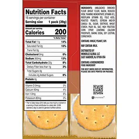 How many sugar are in sandwich crackers - calories, carbs, nutrition