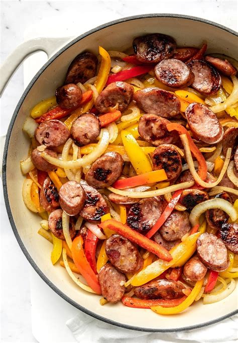 How many sugar are in sausage with peppers & onions - calories, carbs, nutrition