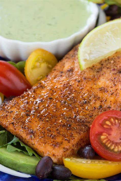 How many sugar are in seared salmon with tropical salsa - calories, carbs, nutrition