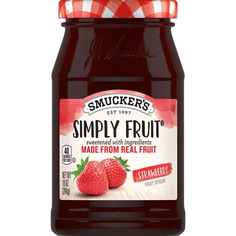 How many sugar are in simply fruit strawberry jam - calories, carbs, nutrition
