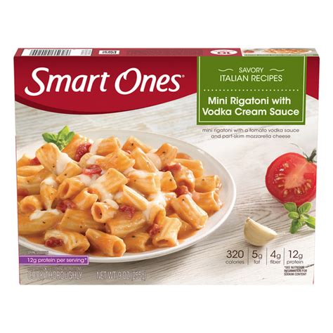 How many sugar are in smart one mini rigatoni with vodka cream sauce - calories, carbs, nutrition