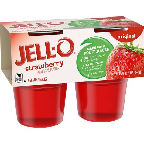 How many sugar are in snack cup gelatin strawberry - calories, carbs, nutrition