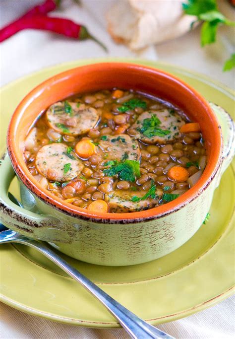 How many sugar are in soup lentil italian sausage 16 oz - calories, carbs, nutrition