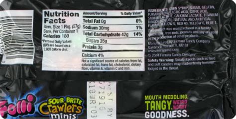 How many sugar are in sour brite crawlers - calories, carbs, nutrition