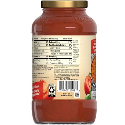 How many sugar are in spaghetti sauce with no added salt - calories, carbs, nutrition