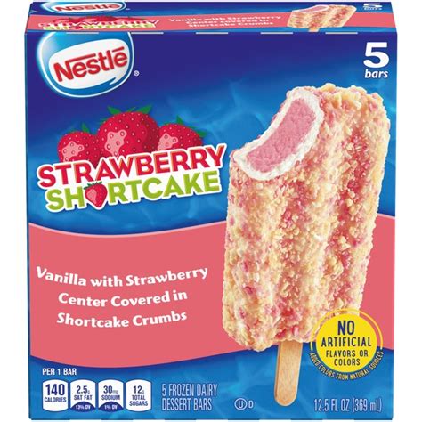 How many sugar are in strawberry shortcake ice cream bar - calories, carbs, nutrition