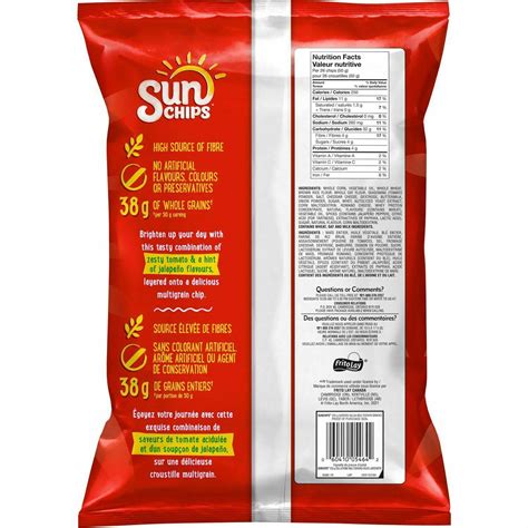 How many sugar are in sun chips - garden salsa - calories, carbs, nutrition