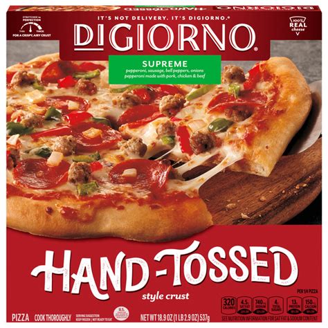 How many sugar are in supreme medium hand-tossed pizza - calories, carbs, nutrition