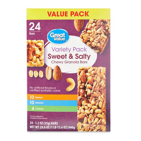 How many sugar are in sweet and salty granola bar - calories, carbs, nutrition